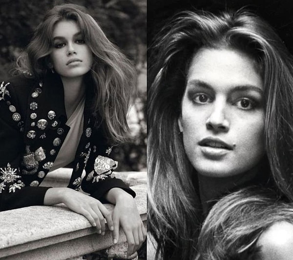 6. Cindy Crawford'ın kızı Kaia Gerber annesine olan benzerliği ile kendine bir kariyer inşa ediyor.