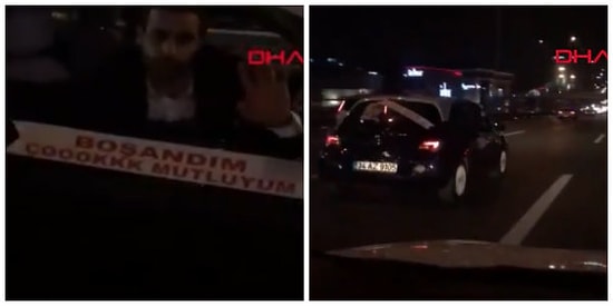 Bu da Boşanma Konvoyu: Arabasına 'Boşandım Çok Mutluyum' Yazıp İstanbul'u Turladı