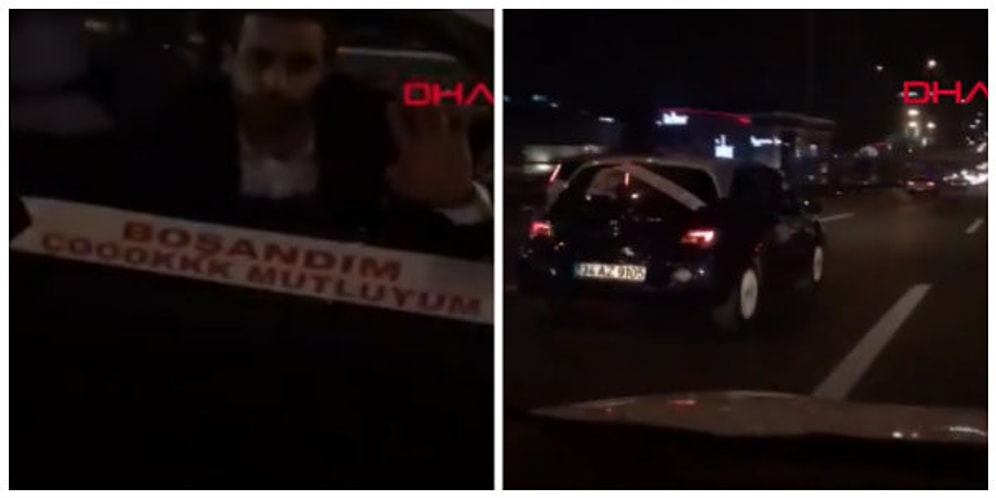 Bu da Boşanma Konvoyu: Arabasına 'Boşandım Çok Mutluyum' Yazıp İstanbul'u Turladı