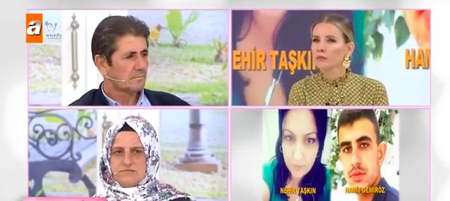 Öncelikle olayı baştan tane tane anlatalım. Şenol ve Fatma çifti oğulları Hamit'in kendisini doktor olarak tanıtan yaşça büyük Nehir Taşkın isimli bir kadın tarafından kaçırıldığını iddia ederek programa katıldı.