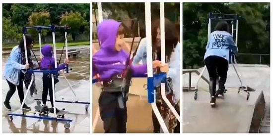 Yılın Annesi: Serebral Palsi Hastası Olan Felçli Oğlunun Kaykay ile Kayma Hayalini Hazırladığı Düzenekle Gerçekleştirdi!