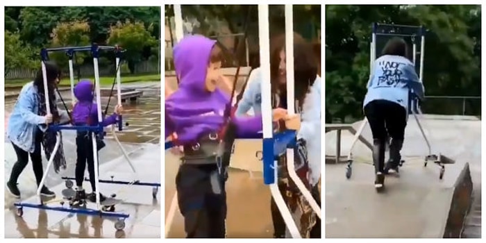 Yılın Annesi: Serebral Palsi Hastası Olan Felçli Oğlunun Kaykay ile Kayma Hayalini Hazırladığı Düzenekle Gerçekleştirdi!