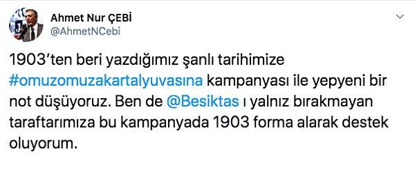 Taraftarın kampanyasına başkan Ahmet Nur Çebi'den de destek geldi ve 1903 adet forma aldığını açıkladı.
