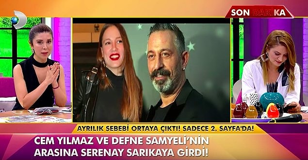 Önce Cem Yılmaz'ın Serenay Sarıkaya ile kurduğu samimiyet nedeniyle Defne Samyeli'nin kıskançlık krizine girdiği ve bu nedenle ayrıldıkları söylendi.