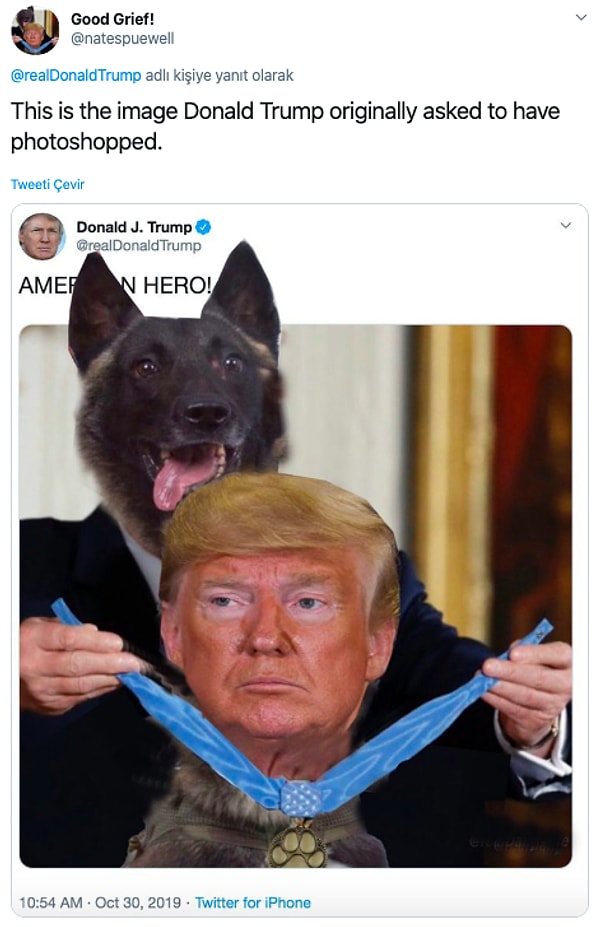 "Trump'ın photoshop yapılmasını istediği asıl istediği fotoğraf."