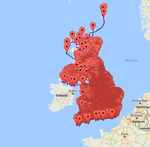 10. Birleşik Krallık pub haritası 🍺