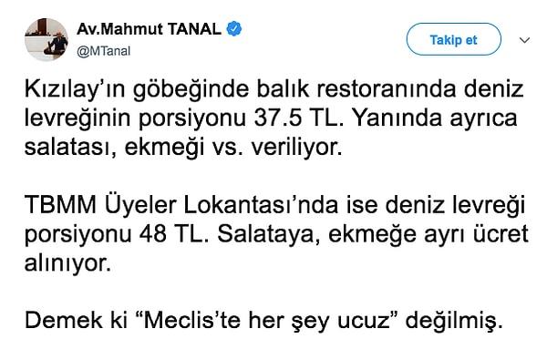 CHP Milletvekili Mahmut Tanal, bugün kendi Instagram hesabından "isyan ve serzeniş" içeren şöyle bir tweet attı.