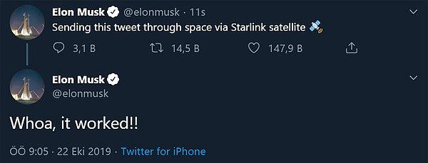 Bu haftanın gündemine Elon Musk oturuyor... Ucuz ve hızlı internet hayaline adım adım yaklaşan Musk, uzayda bulunan Starlink uydularını kullanarak Twitter üzerinden paylaşım yaptı.