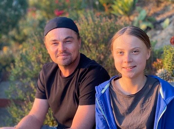 15. Leonardo DiCaprio, "Greta ve ben gezegenimizin geleceğini koruyabilmek için birbirimizi desteklemeye söz verdik." diyerek bu fotoğrafı paylaştı.