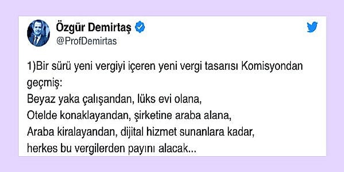 Özgür Demirtaş'tan Hayatımıza Girecek Yepyeni Vergilerle İlgili Okumanız Gereken Bir Yazı