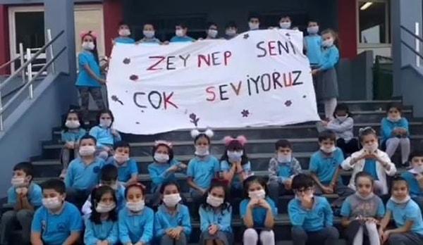 Pendik'te bir ilkokulda 2. sınıf öğrencisi olan lösemi hastası Zeynep Kübra Kaya'ya destek olmak için okul arkadaşları bir sürpriz hazırladı.