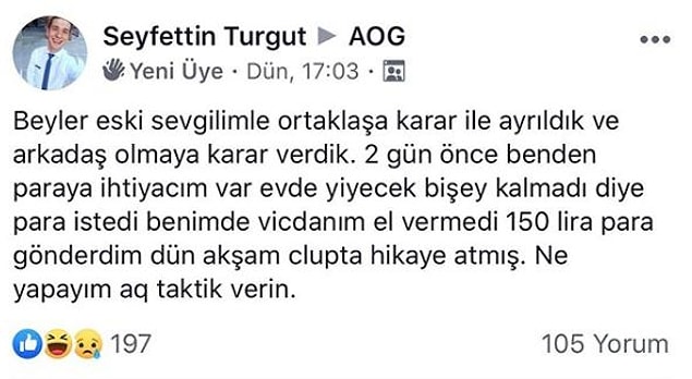 12. Eski sevgiliden arkadaş olmaz tezini mi doğruluyor ne oluyor şimdi bu olay. :)