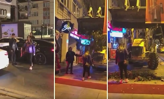 Bunu da Gördük: Romantizm Diye Kepçeyle Bir Kadının Kafasından Aşağı Çiçek Döktüler!