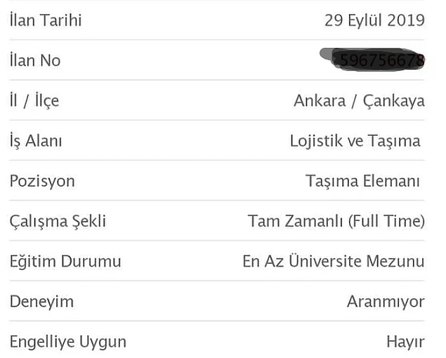 En az üniversite mezunu eleman aranan ilanı inceleyelim.