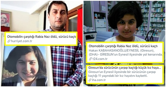 Kimi Koruyorsunuz? Rabia Naz'ın Öldüğü Gün Bütün Haber Siteleri Olayı Trafik Kazası Olarak Paylaşmış, Belediye Başkanı Kaza Demiş!