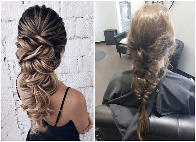2. Düğünü için sol taraftaki saçı yaptırmak isterken, sağdakine sahip olan gelin. 👰