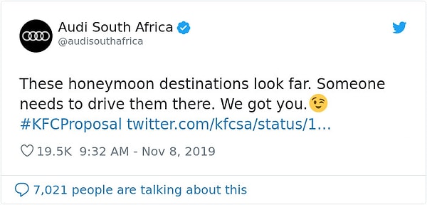 Аudi предложила транспортные услуги во время медового месяца.