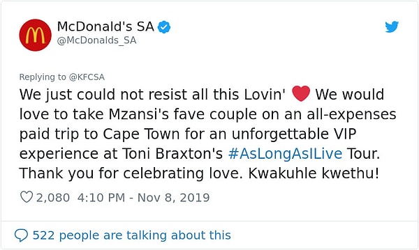 McDonald’s предложила оплатить тур по Кейптауну.