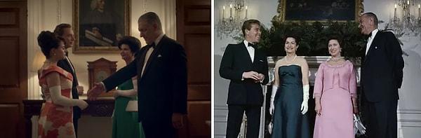14. Başkan Lyndon B. Johnson ve Lady Bird Johnson, Prenses Margaret ve Lord Snowdon'u Beyaz Saray'da ağırlıyor.