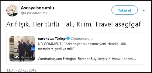 Erdoğan'ın 'Arkadaşlar Bu Halımız Yeni, Hereke, 108 Metrekare, Yerli ve Milli' Sözlerini Gelen Tepkiler!