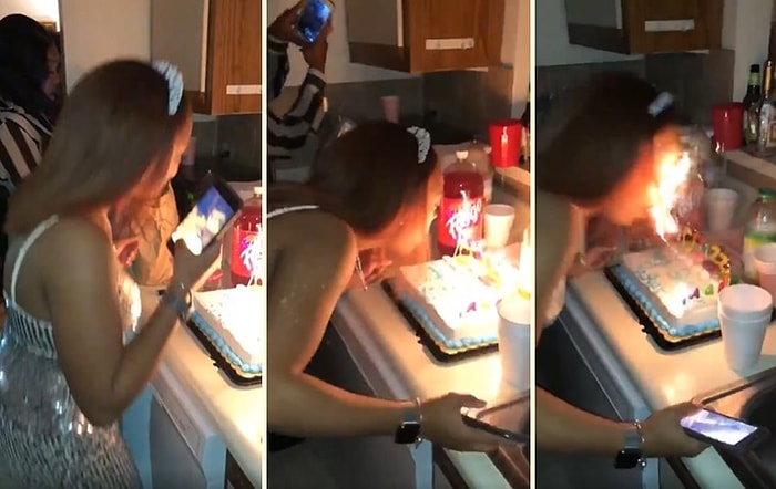 Doğum Günü Pastasını Üflerken Hayatının En Kötü Anlarından Birini Yaşayan Kadın