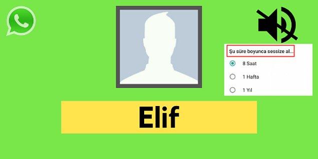 Seni WhatsApp'ta sessize alan kişi Elif!