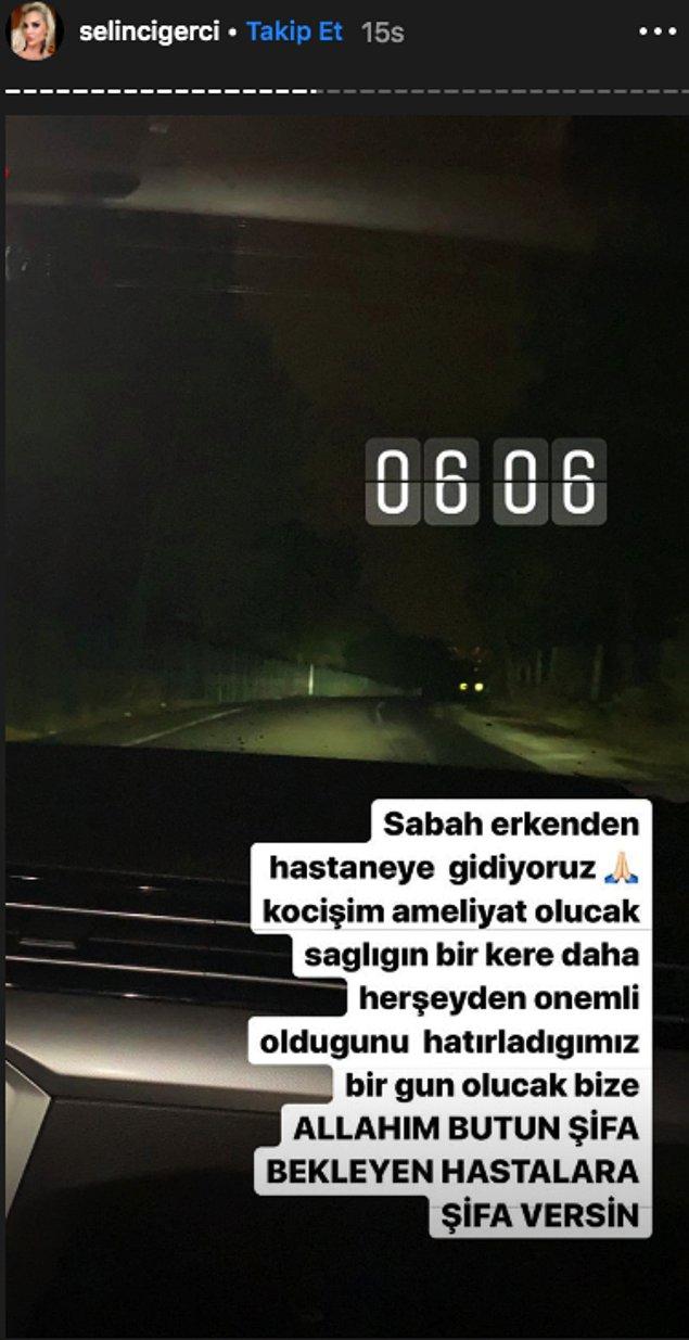 Bugün ise Selin Ciğerci bambaşka bir konuyla gündem oldu. Eşi Gökhan Çıra'nın fıtık ameliyatı olacağını Instagram'dan öncelikle böyle duyurdu.