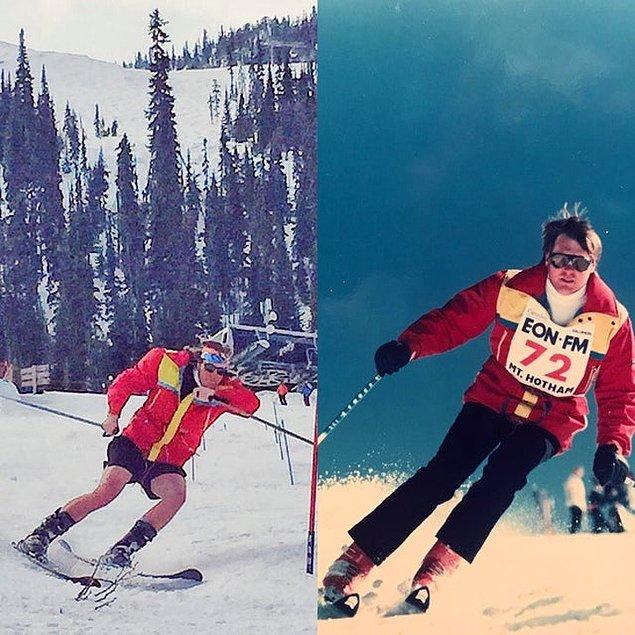 16. “Dağdaki en hızlı kayakçılar — 1984 yılında babam (sağda) ve ben (solda)”