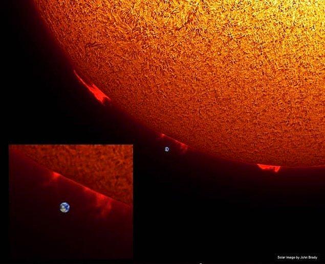15. Biraz geriye gidecek olursak bu Dünya'nın Güneş'e kıyasla boyutu. Biraz korkutucu değil mi?