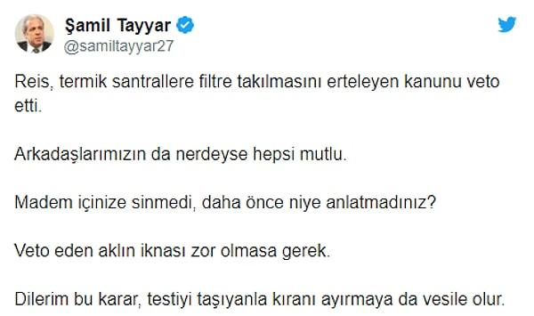 Eski AKP Milletvekili Tayyar'dan eleştiri geldi: 'Madem içinize sinmedi, daha önce niye anlatmadınız?'