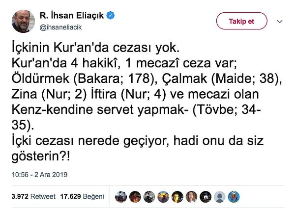 Bu tartışmanın üstünden 3 yıl geçti. Ancak İlahiyatçı İhsan Eliaçık, konuyu şu tweet'le yeniden gündeme getirdi ve her kesimden farklı görüşlerle karşılaştı.