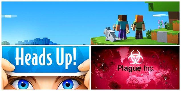 Ücretli oyunlarda ise zirvede Minecraft, Heads Up! ve Plague Inc. var.