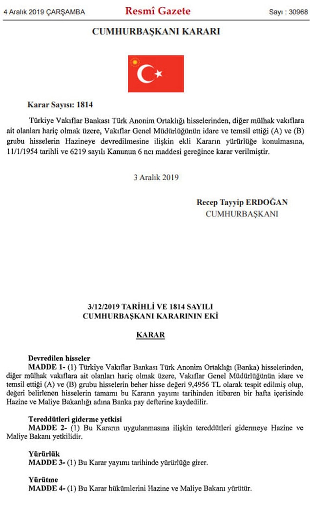 Resmi Gazete'de yayımlanan kararlar şöyle: