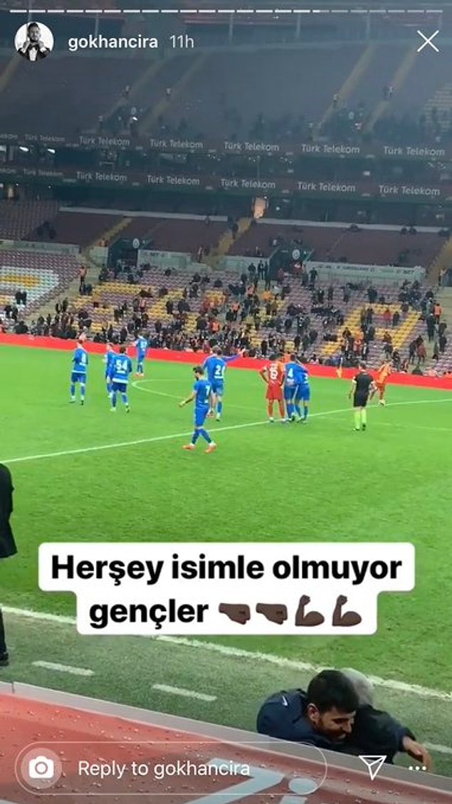 Tuzlaspor kadrosunda yer alan Gökhan Çıra maçı sakatlığı sebebiyle tribünden izledi ama yaptığı paylaşımlarla gündeme oturdu.