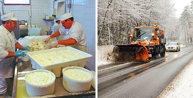 14. ABD'de, yolları buzdan korumak için peynir altı suyu kullanılıyor.