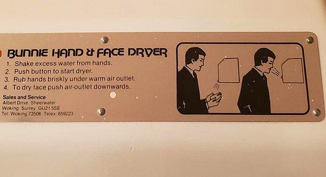 11. Bu el kurutma makinesiyle aynı zamanda yüzünüzü de kurutabiliyorsunuz.