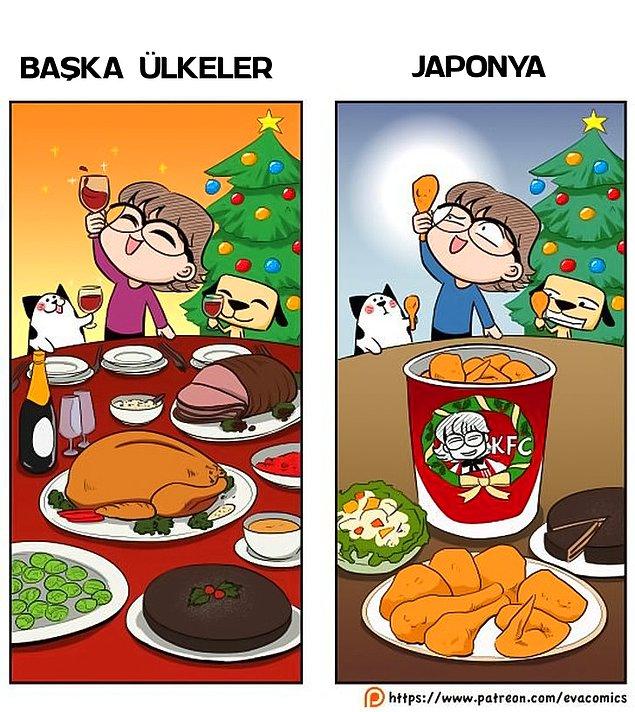 13. "70'lerin sonunda KFC'nin Japonya'da yaptığı akıllıca bir pazarlama sonucu, Noel'de KFC tavuğu yemek bir gelenek haline gelmiştir."