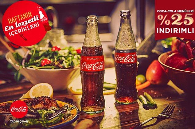 Coca cola ile her salı restoran günü! %25 indirimli Coca cola menüleri ile lezzete doyun! #yerimsalıyı
