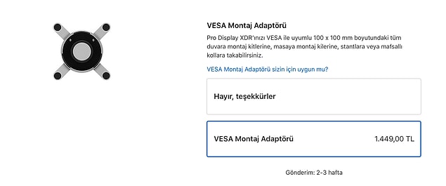 Pro Display ekranınız ile uyumlu olan bu parça da ekranınızı duvara, masaya, stantlara monte edebilmenizi sağlıyor.
