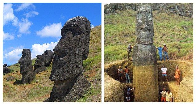 15. Moai devasa heykellerinin aslında gövdeleri de vardır.