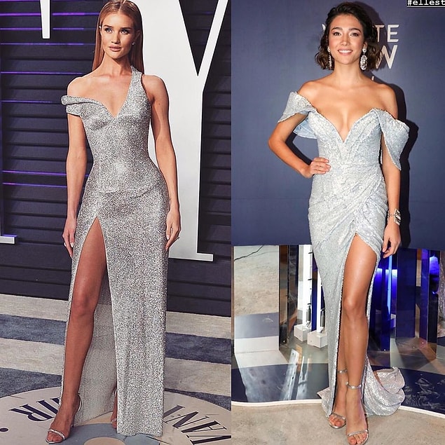 14. Aybüke Pusat'ın gümüş renkli elbisesi akıllara Rosie Huntington-Whiteley'i getirdi.