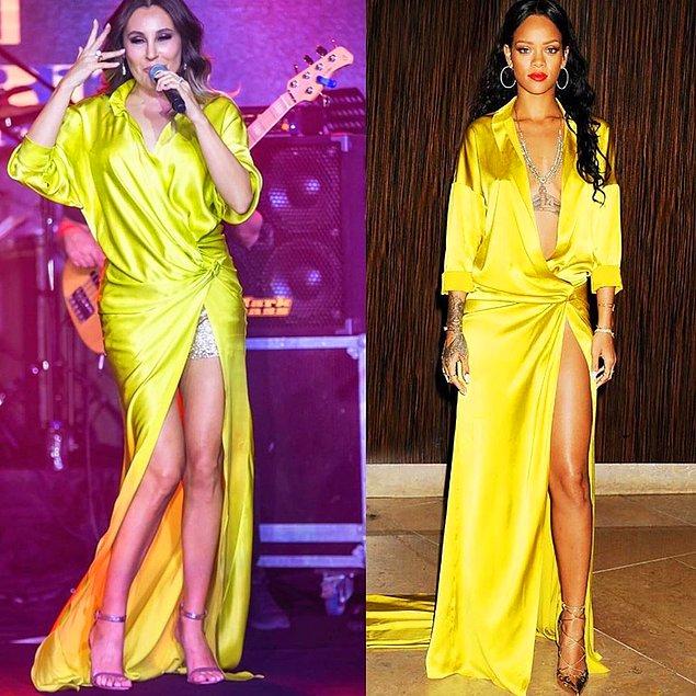 18. Funda Arar'ın Rihanna'nın 2014 yılında giydiği bir elbisenin benzerini tercih etmesi konuşuldu.
