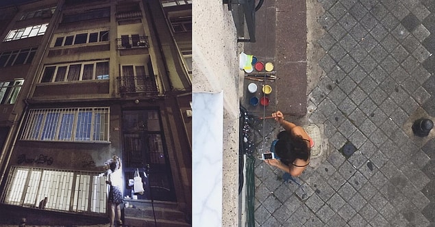 Kendisi kaldığı evlerin dış cephesine gül desenleri çizerek ve sanatına zarar gelmesinden korkmayarak halka açık, halkın beğenisine sunarak sergisini düzenledi.