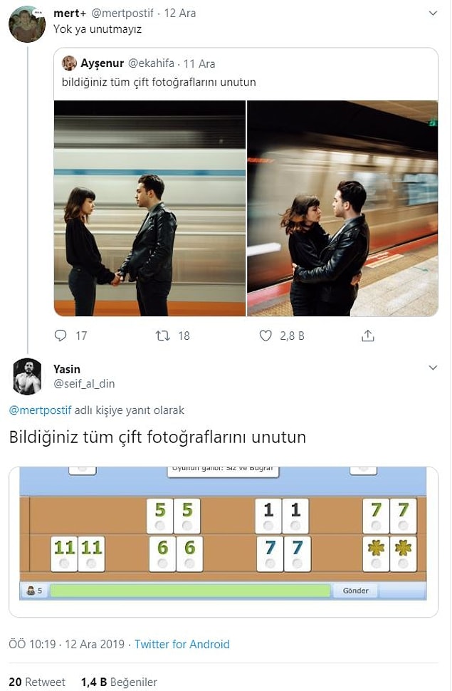 14. Unuttuk gitti.