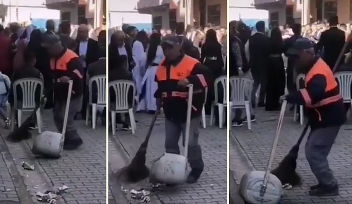 İşini Yaparken Müziğin Ritmine Kendini Kaptıran Temizlik Görevlisinin Muhteşem Görüntüleri!
