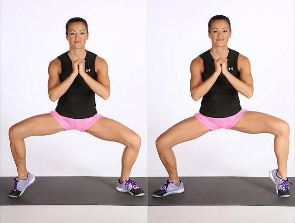 9. Baldırlarınızı kaldırırken plié squat: