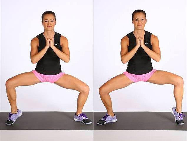 9. Baldırlarınızı kaldırırken plié squat: