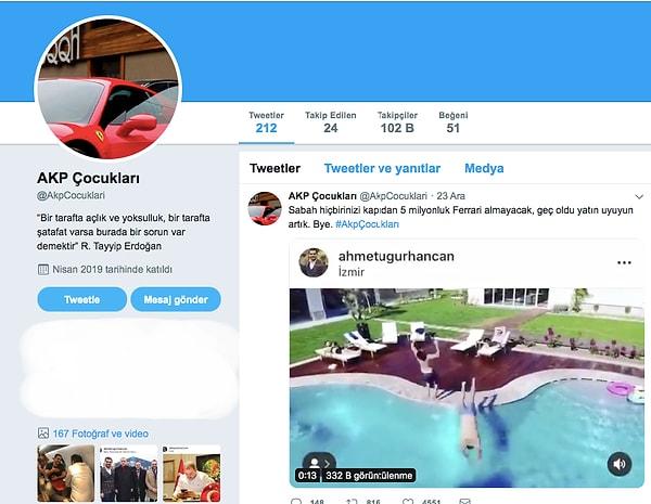 Twitter'da bulunan "AKP Çocukları" isimli hesap, AK Parti Teşkilatında görev alan isimlerin lüks ve şatafatlı yaşamları olduğunu iddia eden paylaşımlarda bulunuyor. Bu hesaptan dikkat çeken birkaç paylaşım şöyle: