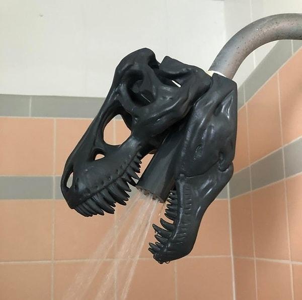 10. "T-Rex kafatası şeklinde duş başlığı buldum."