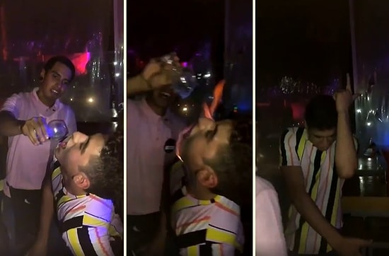 Alkol İçerken Yüzü Alev Alan Gencin Eğlenmeye Devam Ettiği İlginç Anlar!